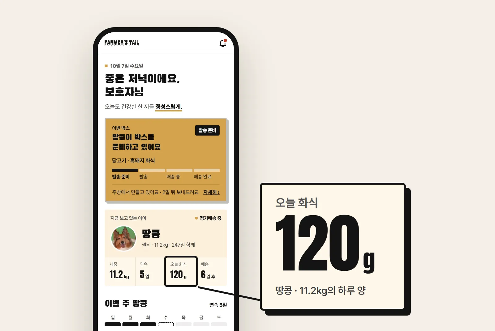 화식 하루 양, 이렇게 정해요